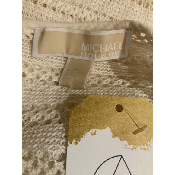 Michael Kors Cream Loose Knit Long Sleeve Shirt W/ Rear Key Hole, Size Small - Picture 2 of 8
